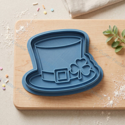 Leprechaun Hat with Shamrock Cookie Cutter and Embosser Stamp - St Patrick's Day