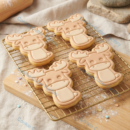 Moose Cookie Cutter and Embosser Stamp - Wildlife Animal Baking Tool