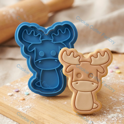 Moose Cookie Cutter and Embosser Stamp - Wildlife Animal Baking Tool