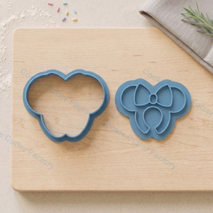 Mouse Ears Silhouette with Bow Cookie Cutter and Embosser Stamp