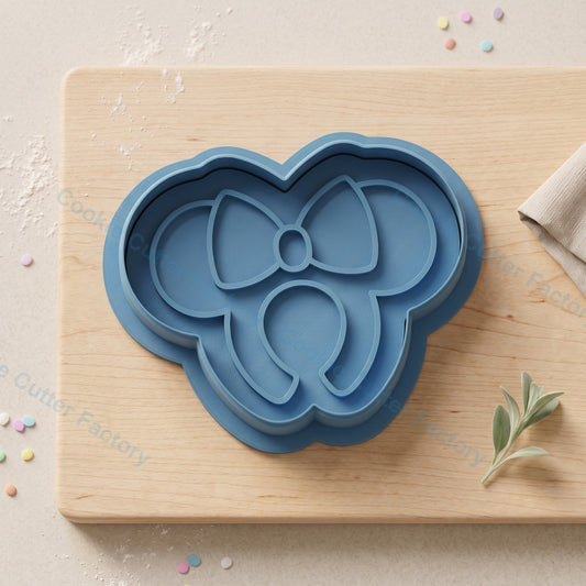 Mouse Ears Silhouette with Bow Cookie Cutter and Embosser Stamp