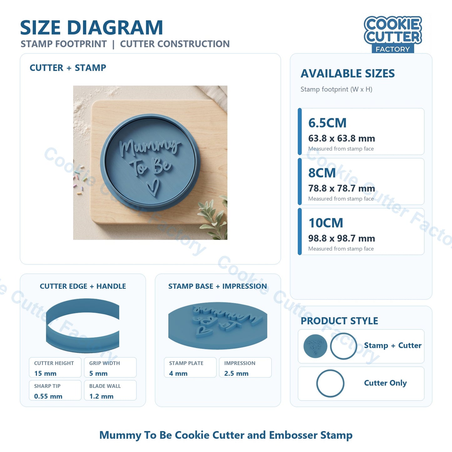 Mummy To Be Cookie Cutter and Embosser Stamp
