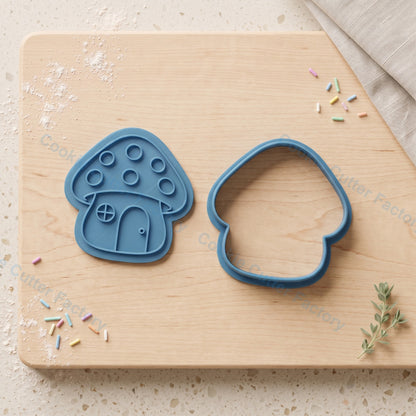 Mushroom House Cookie Cutter and Embosser Stamp - Fairy Garden Cookies