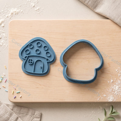 Mushroom House Cookie Cutter and Embosser Stamp - Fairy Garden Cookies