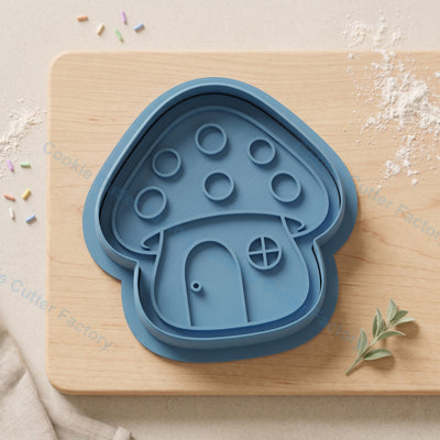 Mushroom House Cookie Cutter and Embosser Stamp - Fairy Garden Cookies