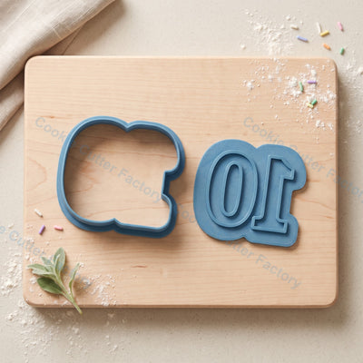 Number 10 Cookie Cutter and Embosser Stamp - 10th Birthday Party Cookies