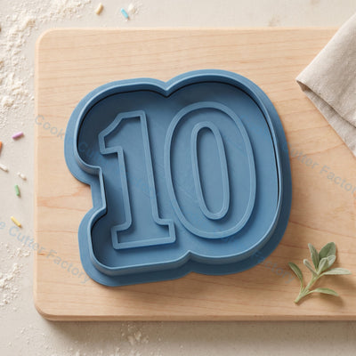 Number 10 Cookie Cutter and Embosser Stamp - 10th Birthday Party Cookies