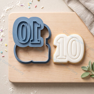Number 10 Cookie Cutter and Embosser Stamp - 10th Birthday Party Cookies