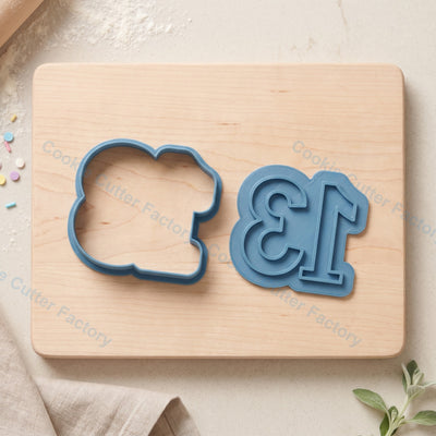 Number 13 Cloud Shape Cookie Cutter and Embosser Stamp - 13th Birthday Party Cookies