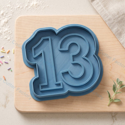 Number 13 Cloud Shape Cookie Cutter and Embosser Stamp - 13th Birthday Party Cookies