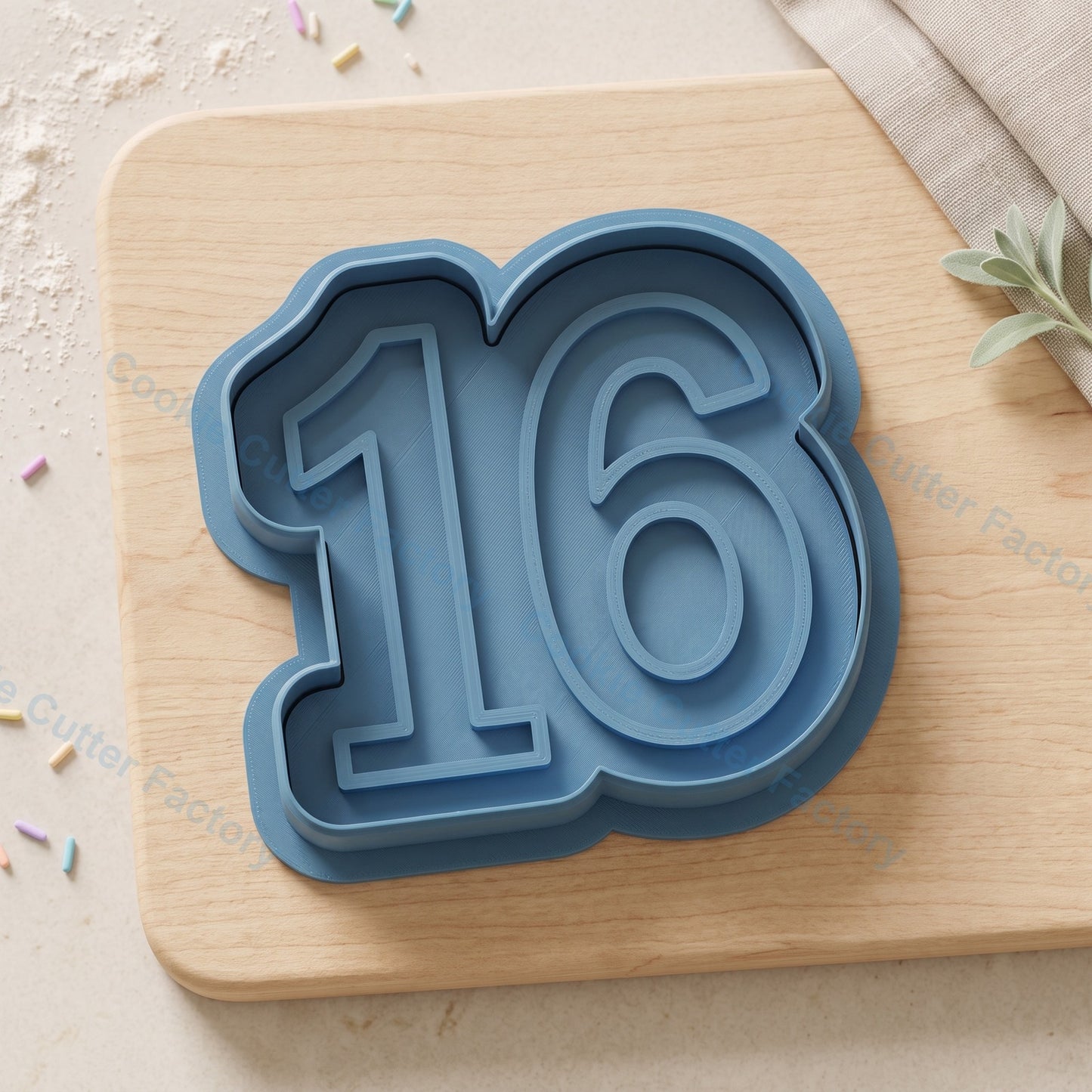 Number 16 Cookie Cutter and Embosser Stamp - 16th Birthday Party Cookies