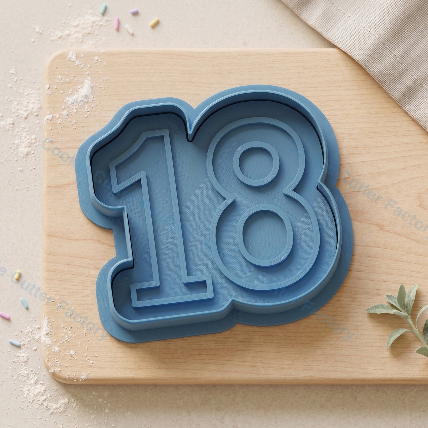 Number 18 Cookie Cutter and Embosser Stamp - 18th Birthday Party Cookies