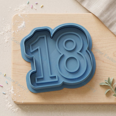 Number 18 Cookie Cutter and Embosser Stamp - 18th Birthday Party Cookies