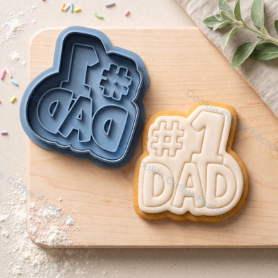 #1 Dad Cookie Cutter and Embosser Stamp - Father's Day Party Cookies