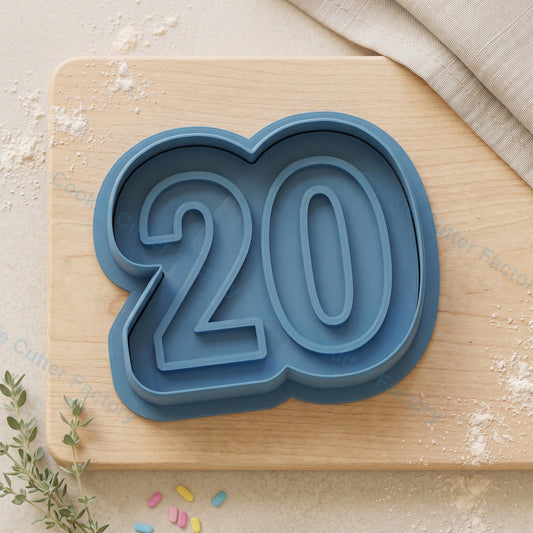 Number 20 Cookie Cutter and Embosser Stamp - 20th Birthday or Anniversary