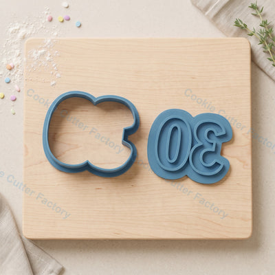 Number 30 Cookie Cutter and Embosser Stamp - 30th Birthday Party Cookies