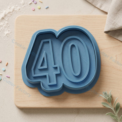Number 40 Cookie Cutter and Embosser Stamp - 40th Birthday Party Cookies