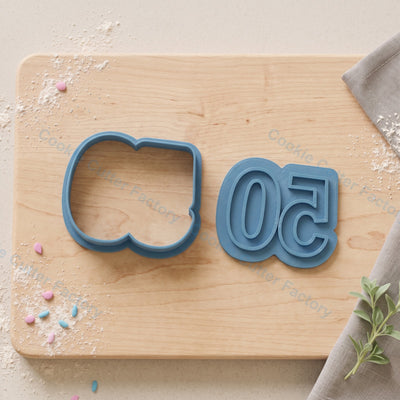 Number 50 Cookie Cutter and Embosser Stamp - 50th Birthday or Anniversary Cookies