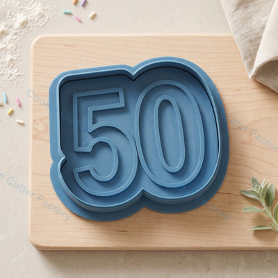 Number 50 Cookie Cutter and Embosser Stamp - 50th Birthday or Anniversary Cookies