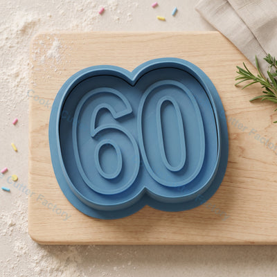 Number 60 Cookie Cutter and Embosser Stamp - 60th Birthday Party
