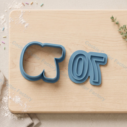 Number 70 Cookie Cutter and Embosser Stamp - 70th Birthday Party Cookies
