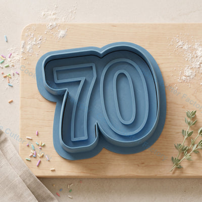 Number 70 Cookie Cutter and Embosser Stamp - 70th Birthday Party Cookies
