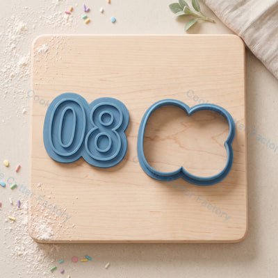 Number 80 Cookie Cutter and Embosser Stamp - 80th Birthday Party Cookies