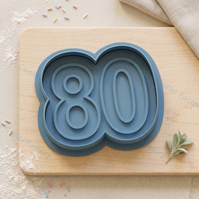 Number 80 Cookie Cutter and Embosser Stamp - 80th Birthday Party Cookies