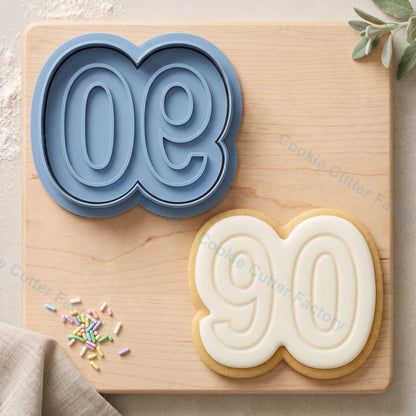 Number 90 Cookie Cutter and Embosser Stamp - Milestone Birthday