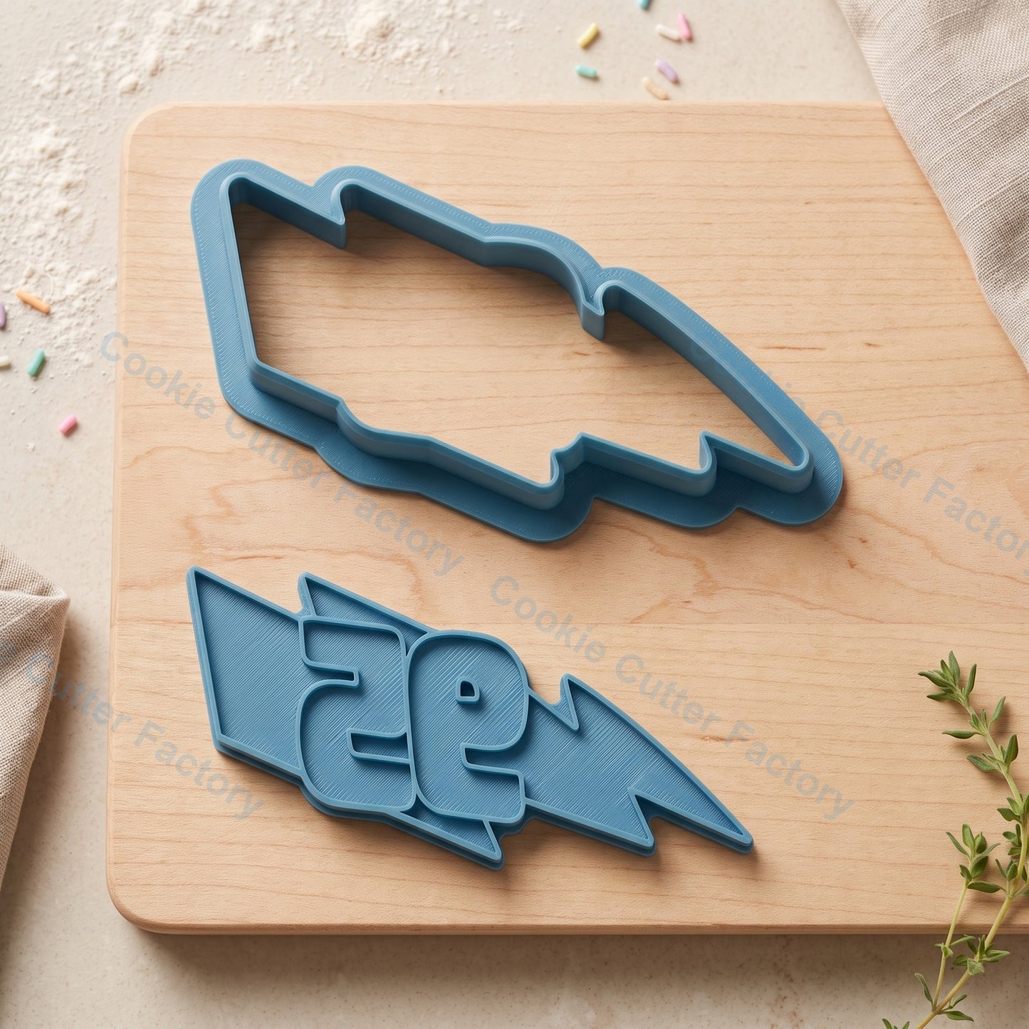 Number 95 Lightning Bolt Cookie Cutter and Embosser Stamp