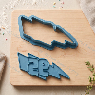 Number 95 Lightning Bolt Cookie Cutter and Embosser Stamp
