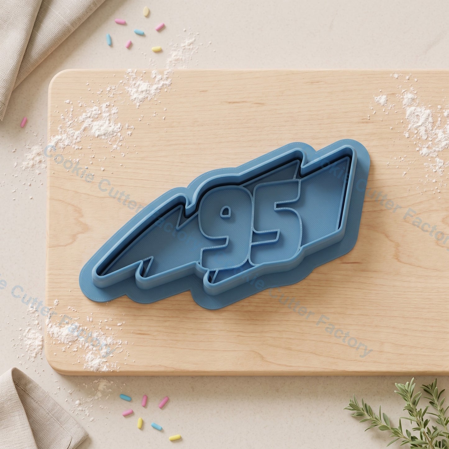 Number 95 Lightning Bolt Cookie Cutter and Embosser Stamp