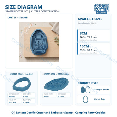 Oil Lantern Cookie Cutter and Embosser Stamp - Camping Party Cookies