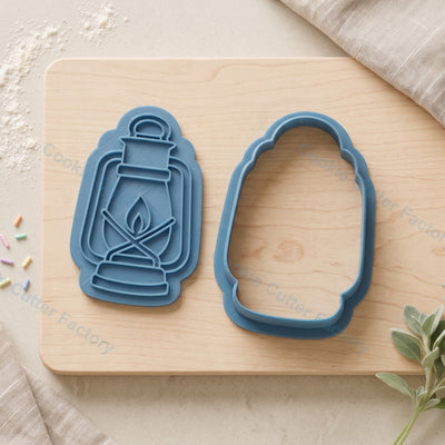 Oil Lantern Cookie Cutter and Embosser Stamp - Camping Party Cookies