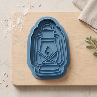Oil Lantern Cookie Cutter and Embosser Stamp - Camping Party Cookies