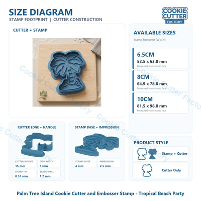 Palm Tree Island Cookie Cutter and Embosser Stamp - Tropical Beach Party