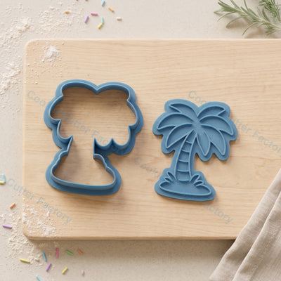 Palm Tree Island Cookie Cutter and Embosser Stamp - Tropical Beach Party