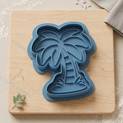 Palm Tree Island Cookie Cutter and Embosser Stamp - Tropical Beach Party