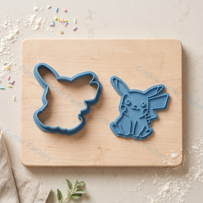 Pikachu Sitting Cookie Cutter and Embosser Stamp - Pokemon Party Cookies