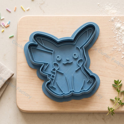 Pikachu Sitting Cookie Cutter and Embosser Stamp - Pokemon Party Cookies
