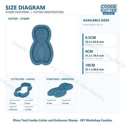 Pliers Tool Cookie Cutter and Embosser Stamp - DIY Workshop Cookies