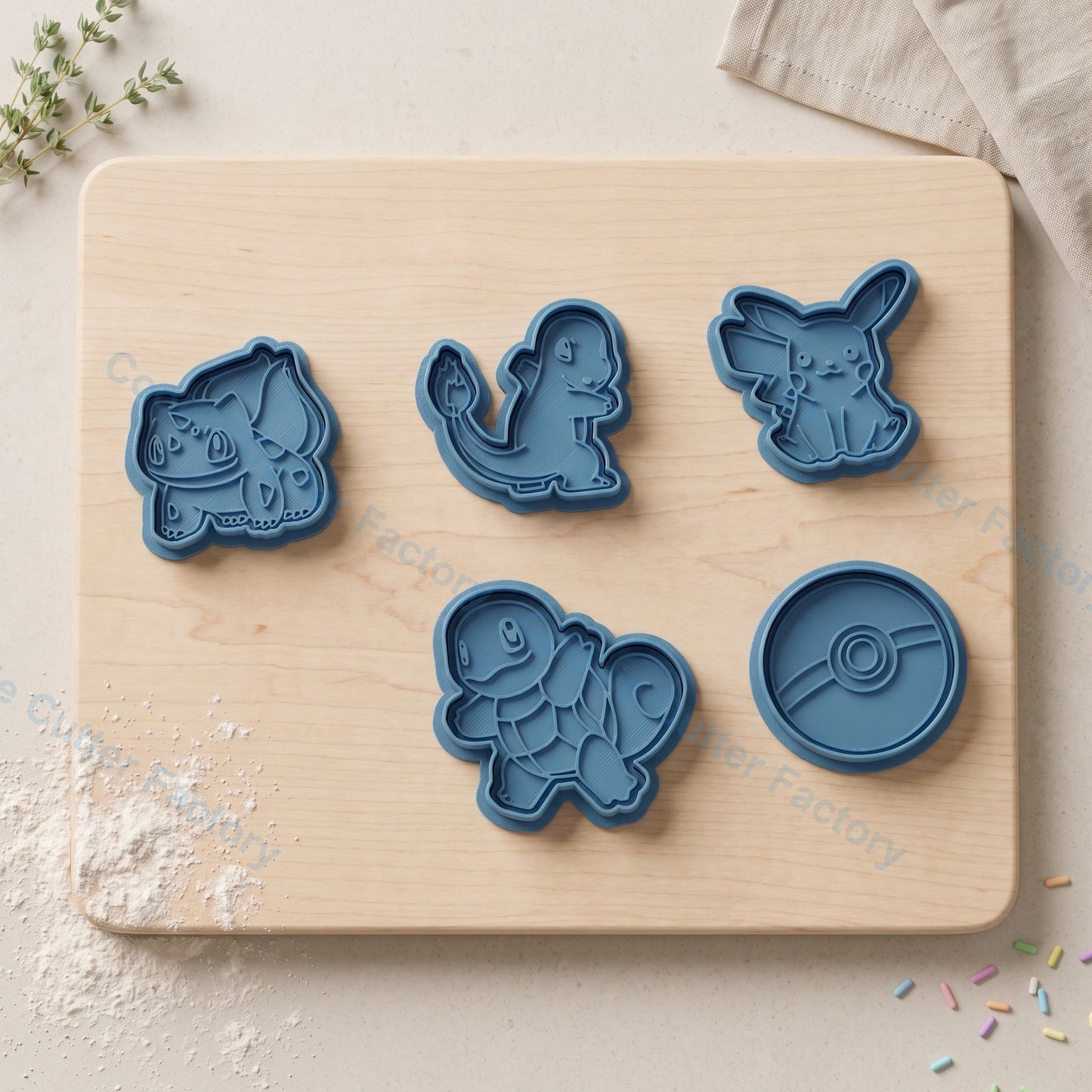 Pokemon Cookie Cutter and Embosser Stamp Set - Birthday Party Cookies