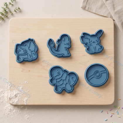 Pokemon Cookie Cutter and Embosser Stamp Set - Birthday Party Cookies