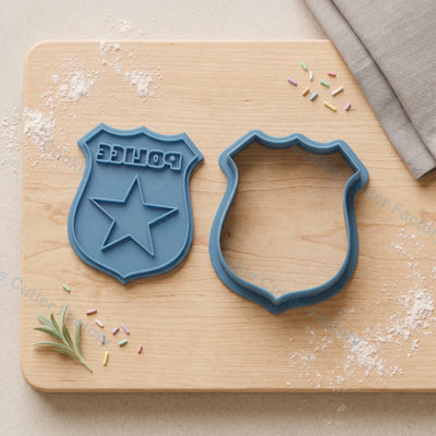 Police Badge Cookie Cutter and Embosser Stamp - Law Enforcement Theme