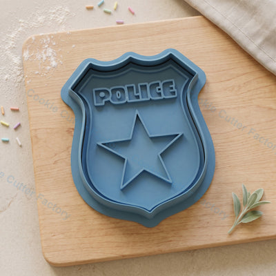 Police Badge Cookie Cutter and Embosser Stamp - Law Enforcement Theme
