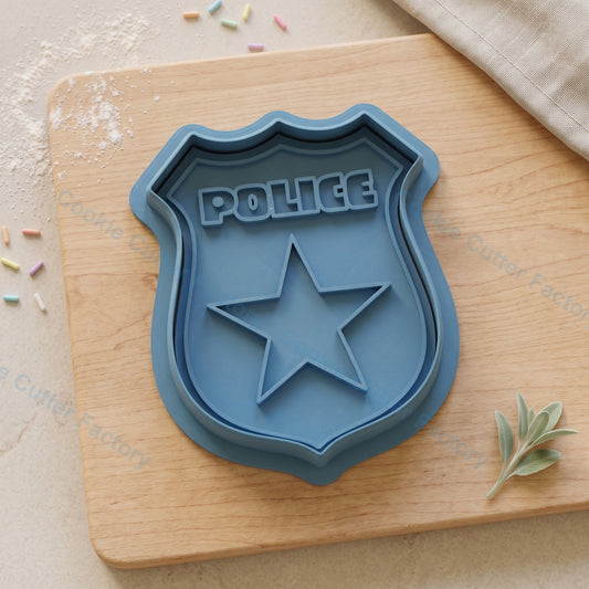 Police Badge Cookie Cutter and Embosser Stamp - Law Enforcement Theme