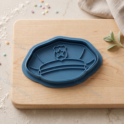 Police Hat Cookie Cutter and Embosser Stamp - Police Theme Party Cookies