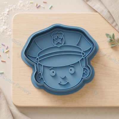 Police Officer Face Cookie Cutter and Embosser Stamp - Community Helper Party