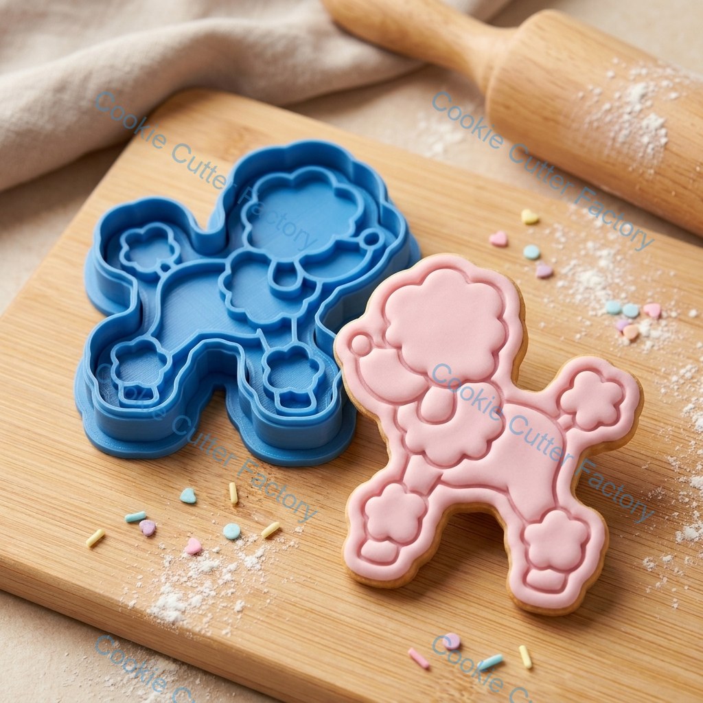 Poodle Dog Cookie Cutter and Embosser Stamp - Pet Themed Baking Tool