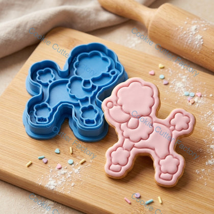 Poodle Dog Cookie Cutter and Embosser Stamp - Pet Themed Baking Tool